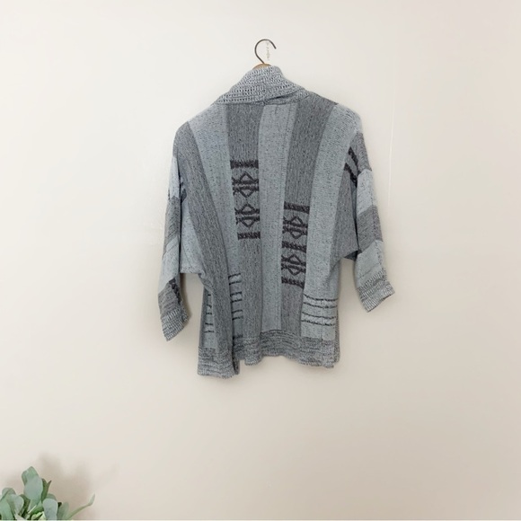 [Ecote] Medium Beige, Gray & Brown Snap Button Aztec Neutral Knit Sweater - Picture 6 of 9